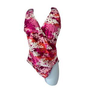 Brand New Carmen Marc Valvo Women's Surplice-Neck One-Piece Swimsuit Size 14